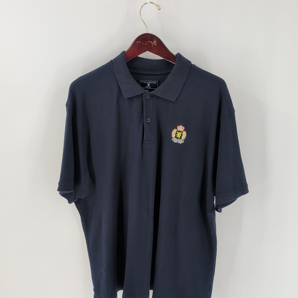 Vtg The English‎ Sports Shop Embroidered Bermuda Crest Polo Shirt Navy Blue XL